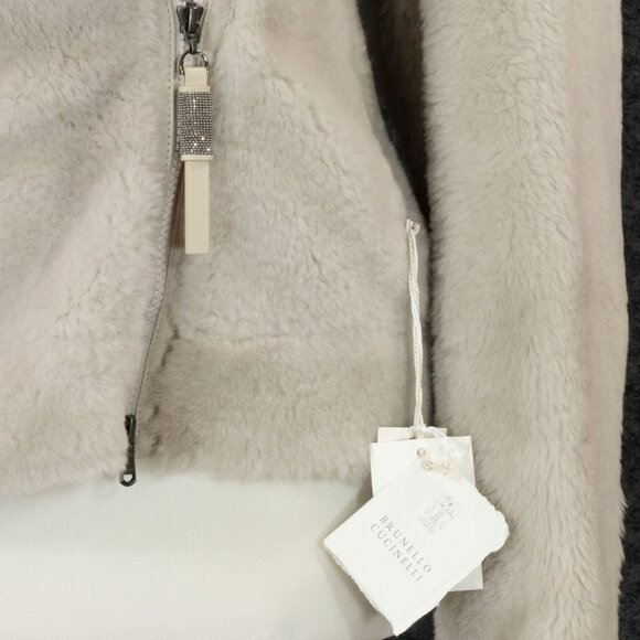 NWT $12250  BRUNELLO CUCINELLI BIKER SHEARLING FUR JACKET 2023 FALL SIZE 42 - Picture 4 of 10